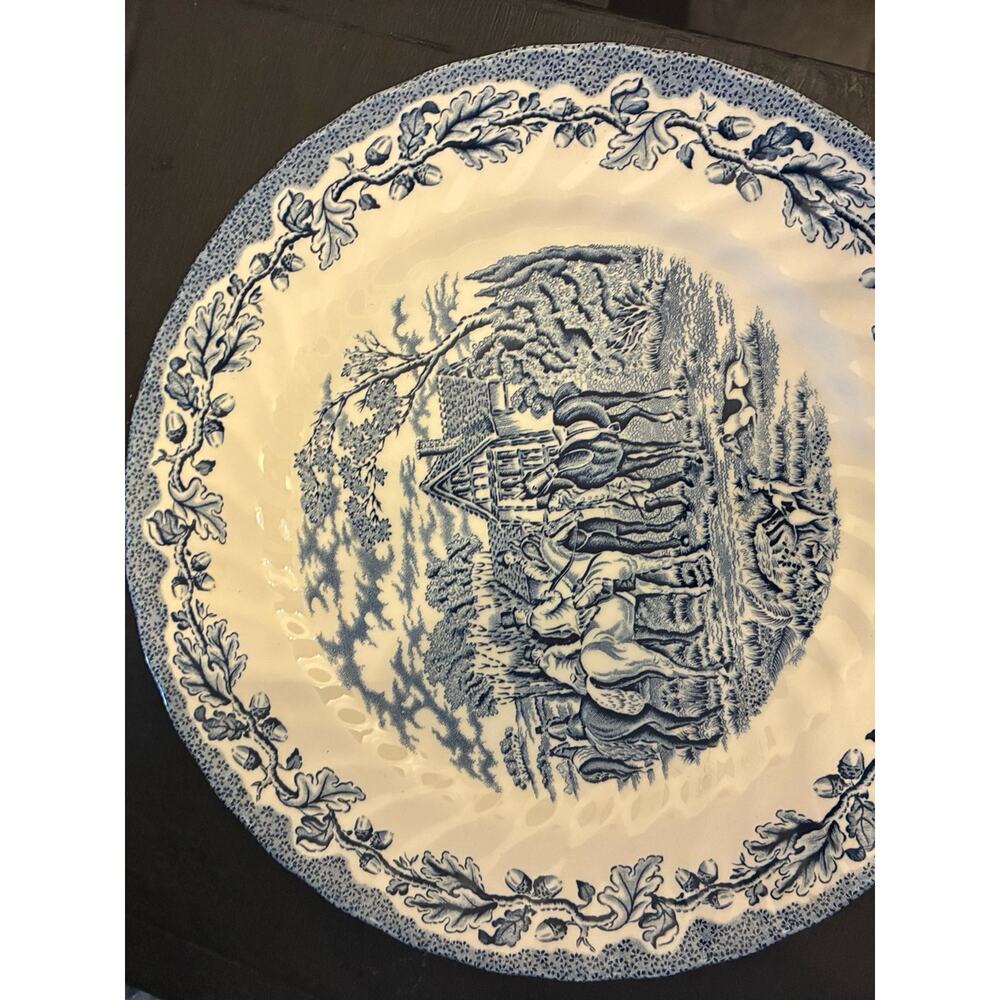 Royal Wessex Blue White Transferware 10” Plate Wall | Fox Hunt English Cottage - Picture 3 of 11